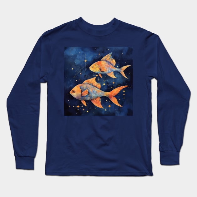 Zodiac Pisces Long Sleeve T-Shirt by CatCoconut-Art